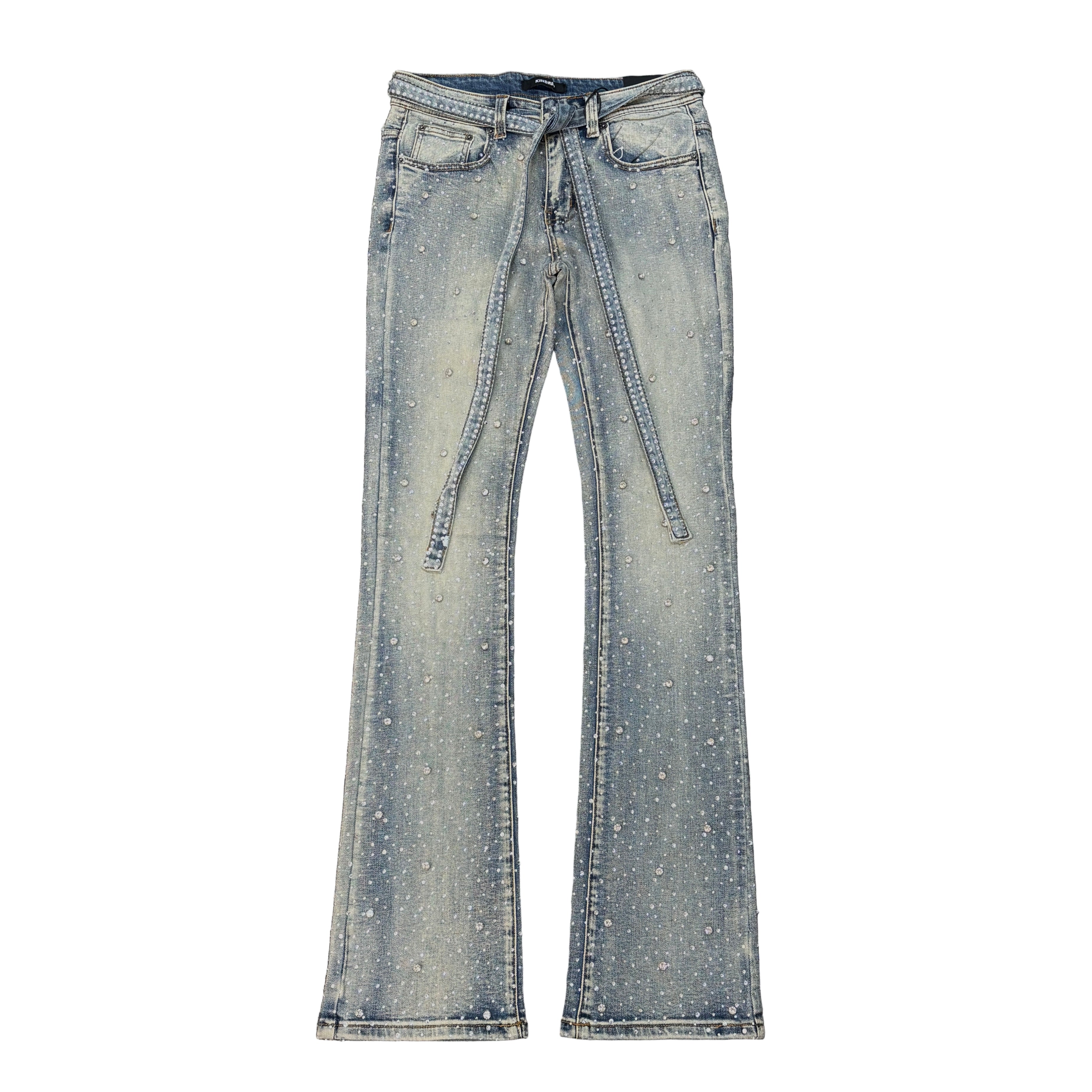 KINDRED Rhinestone Stack Jeans With Jean Belt String