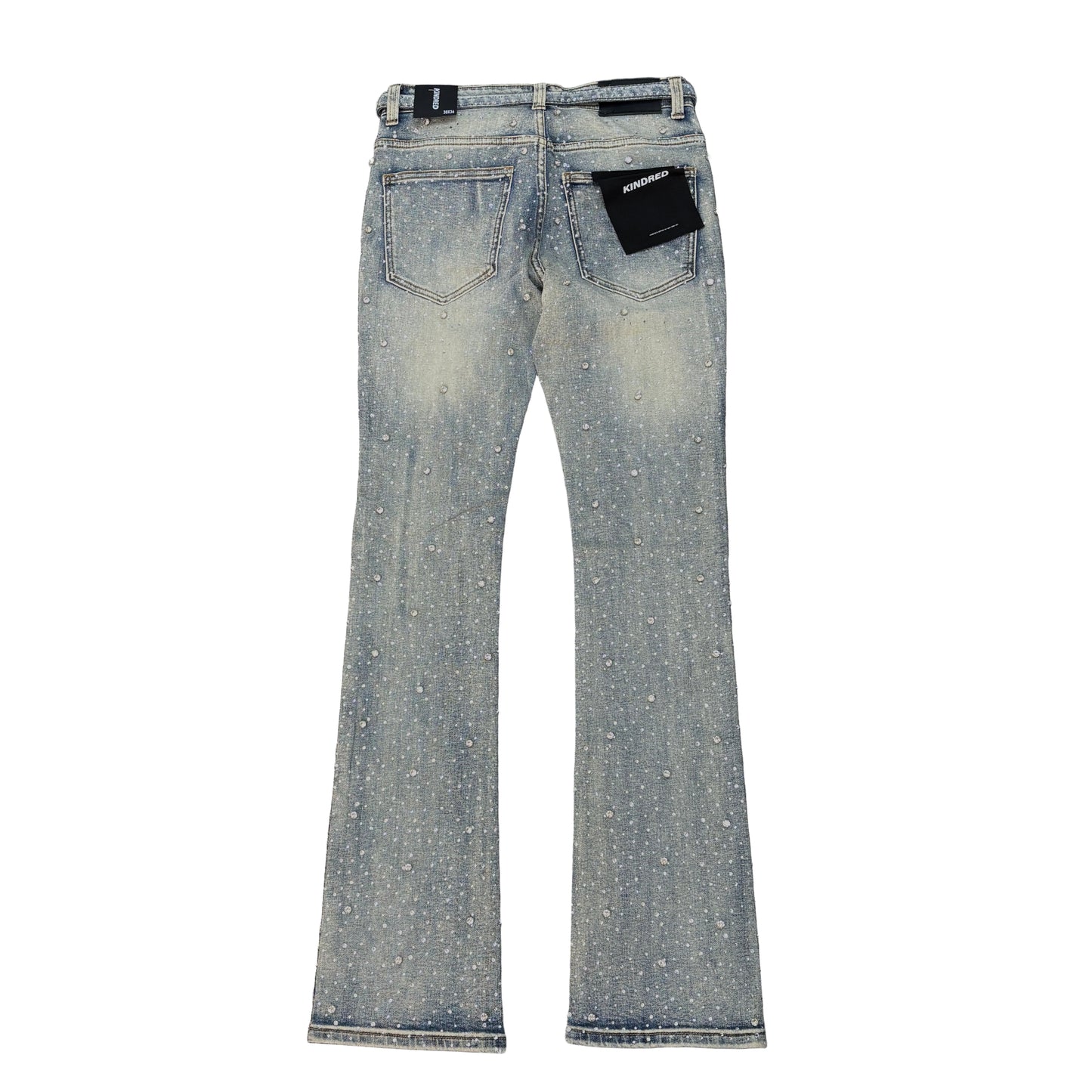 KINDRED Rhinestone Stack Jeans With Jean Belt String