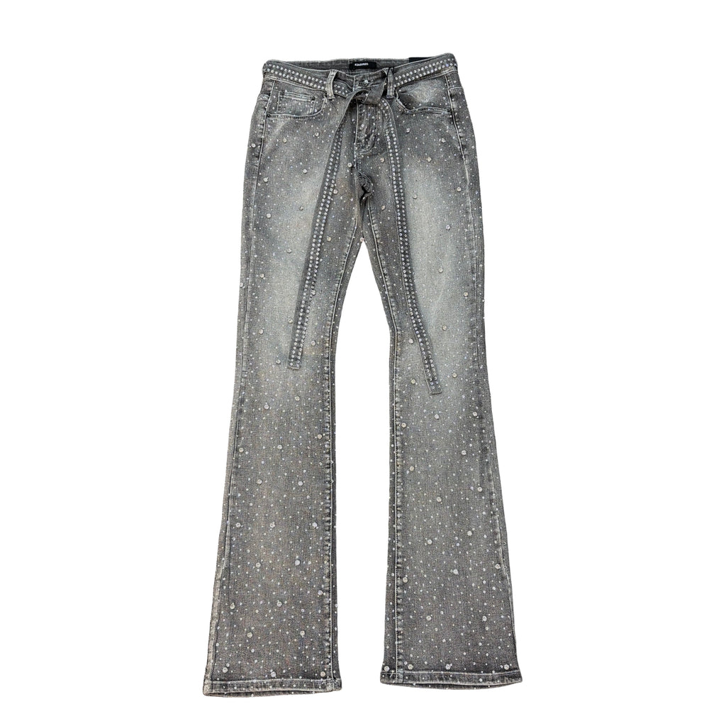 KINDRED Rhinestone Stack Jeans With Jean Belt String