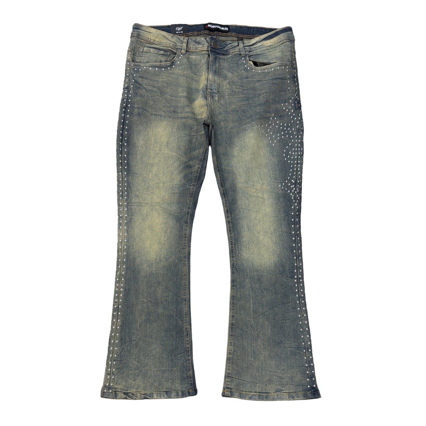 ORIGINAL FABLES Washed Rhinestone Stacked Jeans