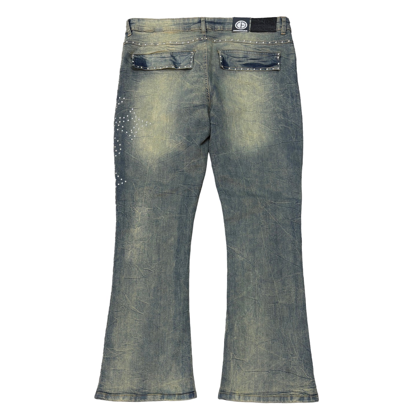 ORIGINAL FABLES Washed Rhinestone Stacked Jeans