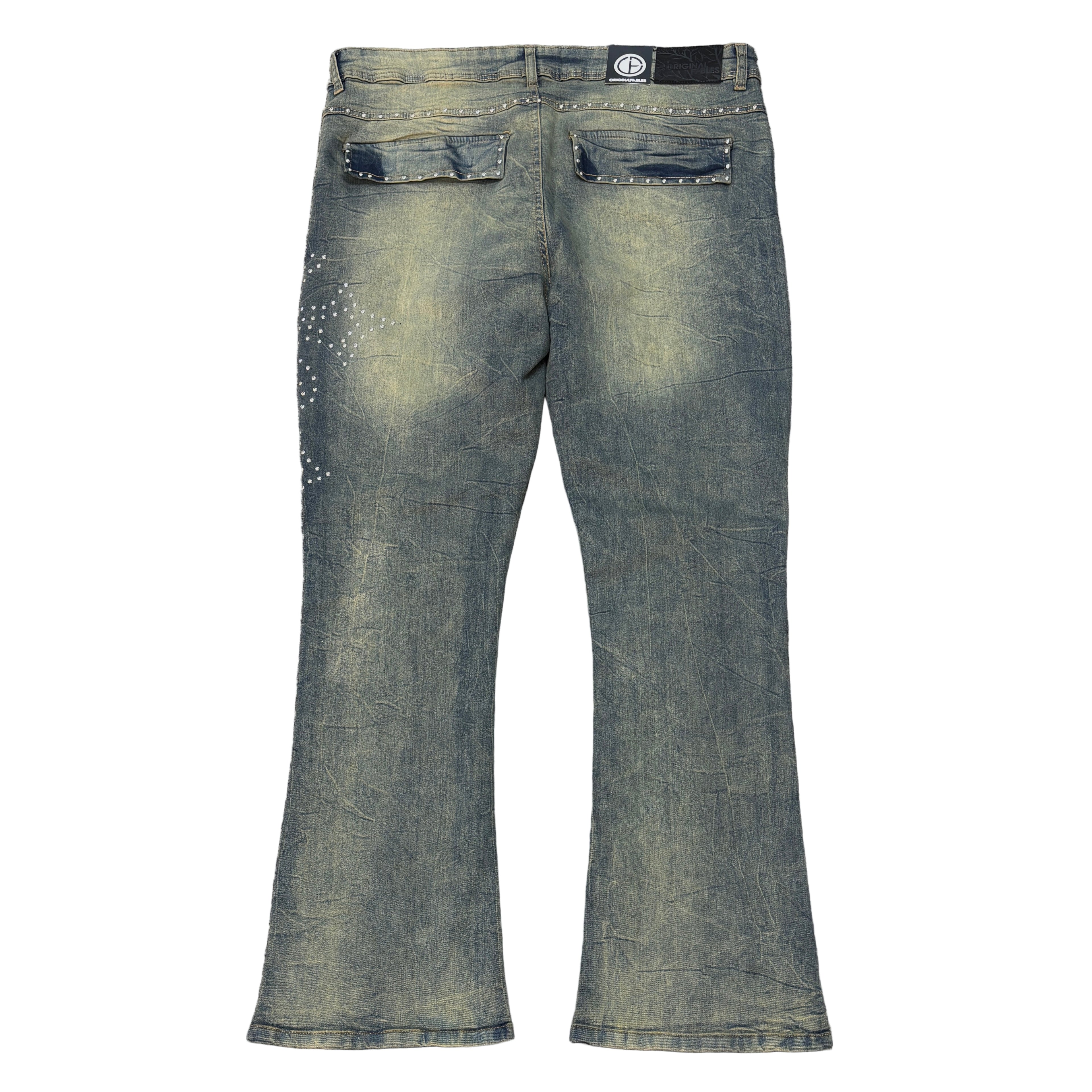 ORIGINAL FABLES Washed Rhinestone Stacked Jeans