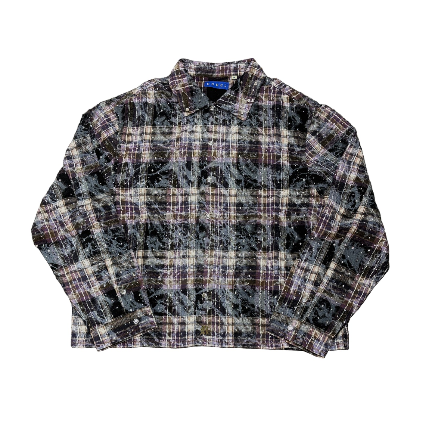 R3BEL Rhinestone Crop Paid Shirt