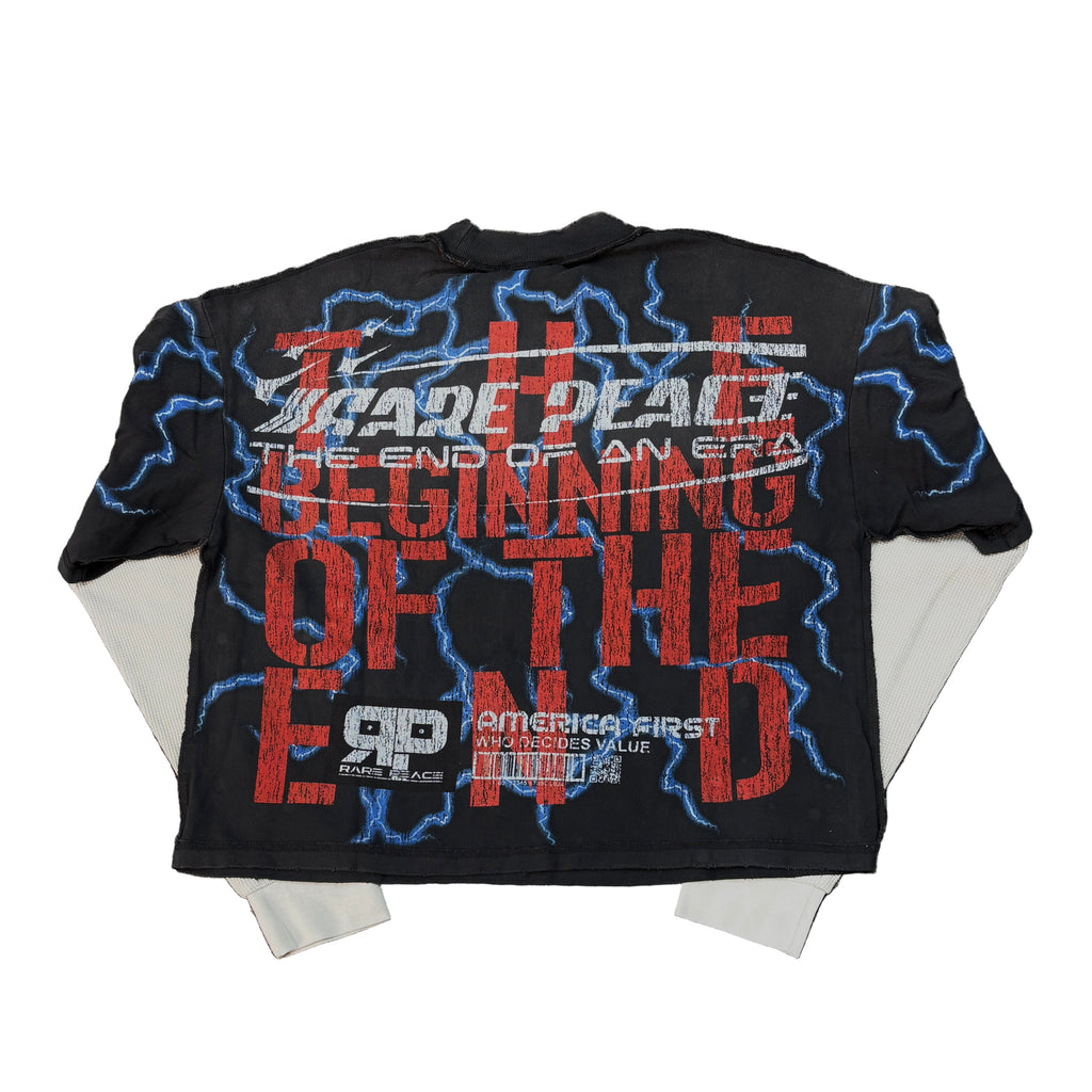 RARE PEACE Electrocuted Graphic Crop Long Sleeve T-shirt