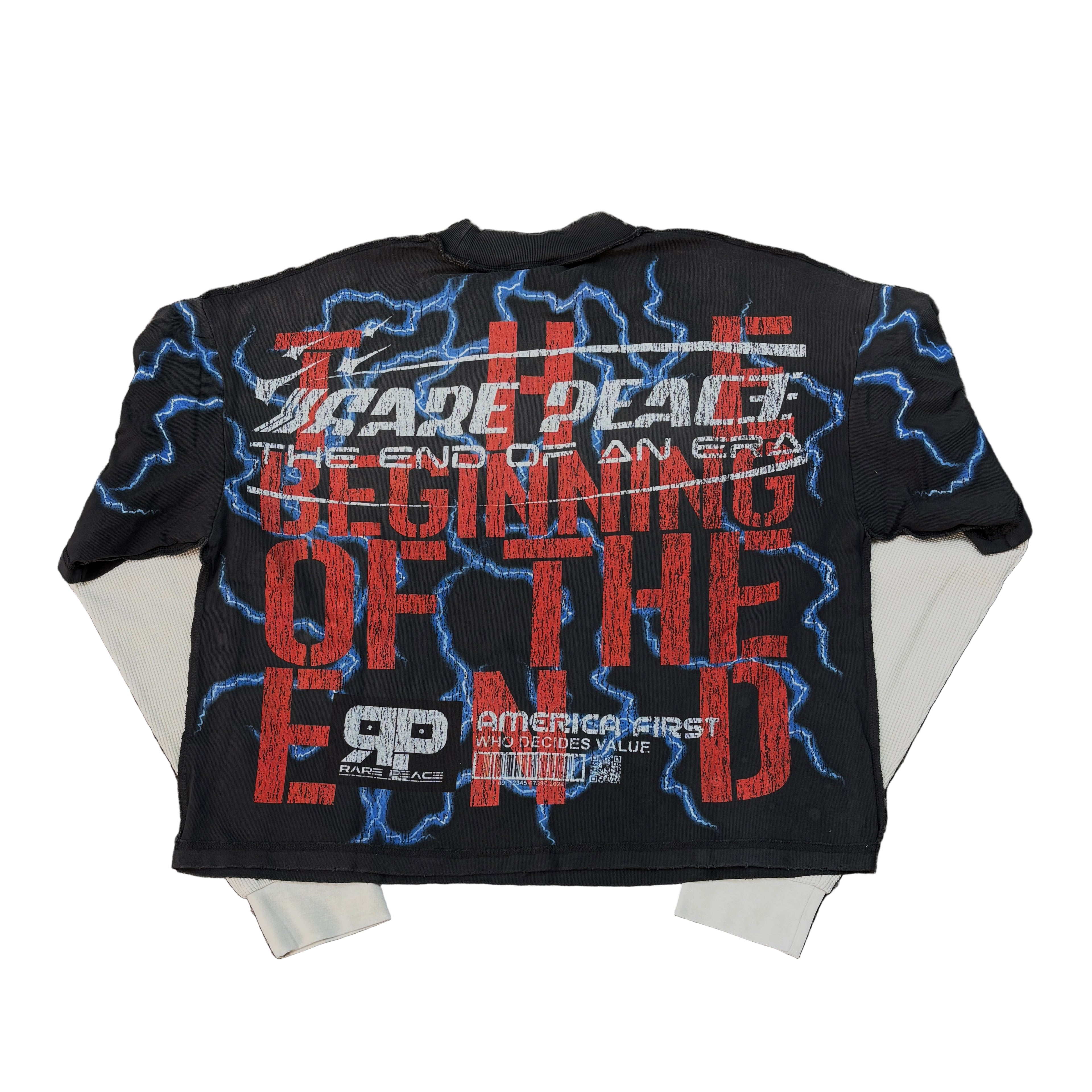 RARE PEACE Electrocuted Graphic Crop Long Sleeve T-shirt