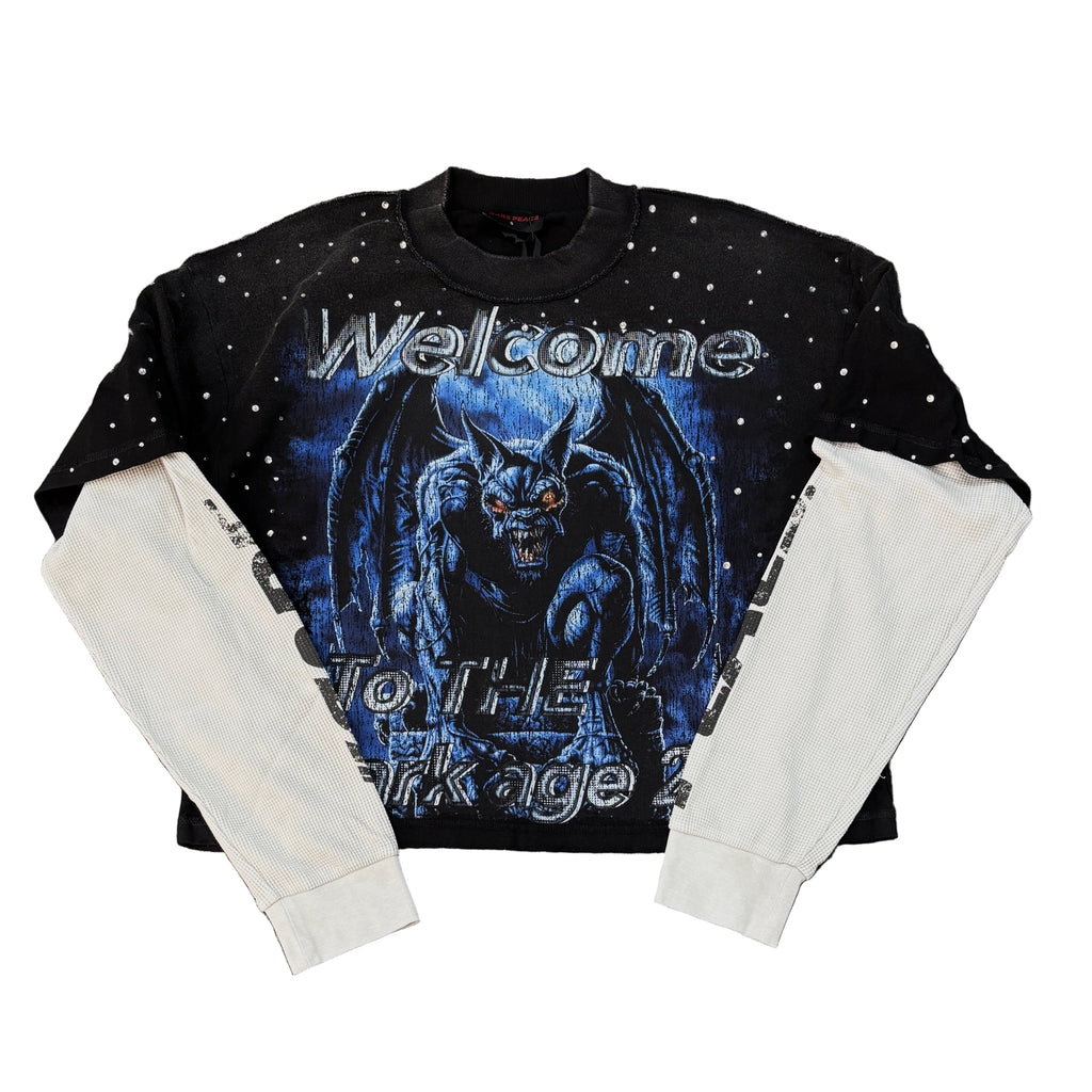 RARE PEACE To The Dark Age 2.0 Graphic Crop Long Sleeve T-shirt