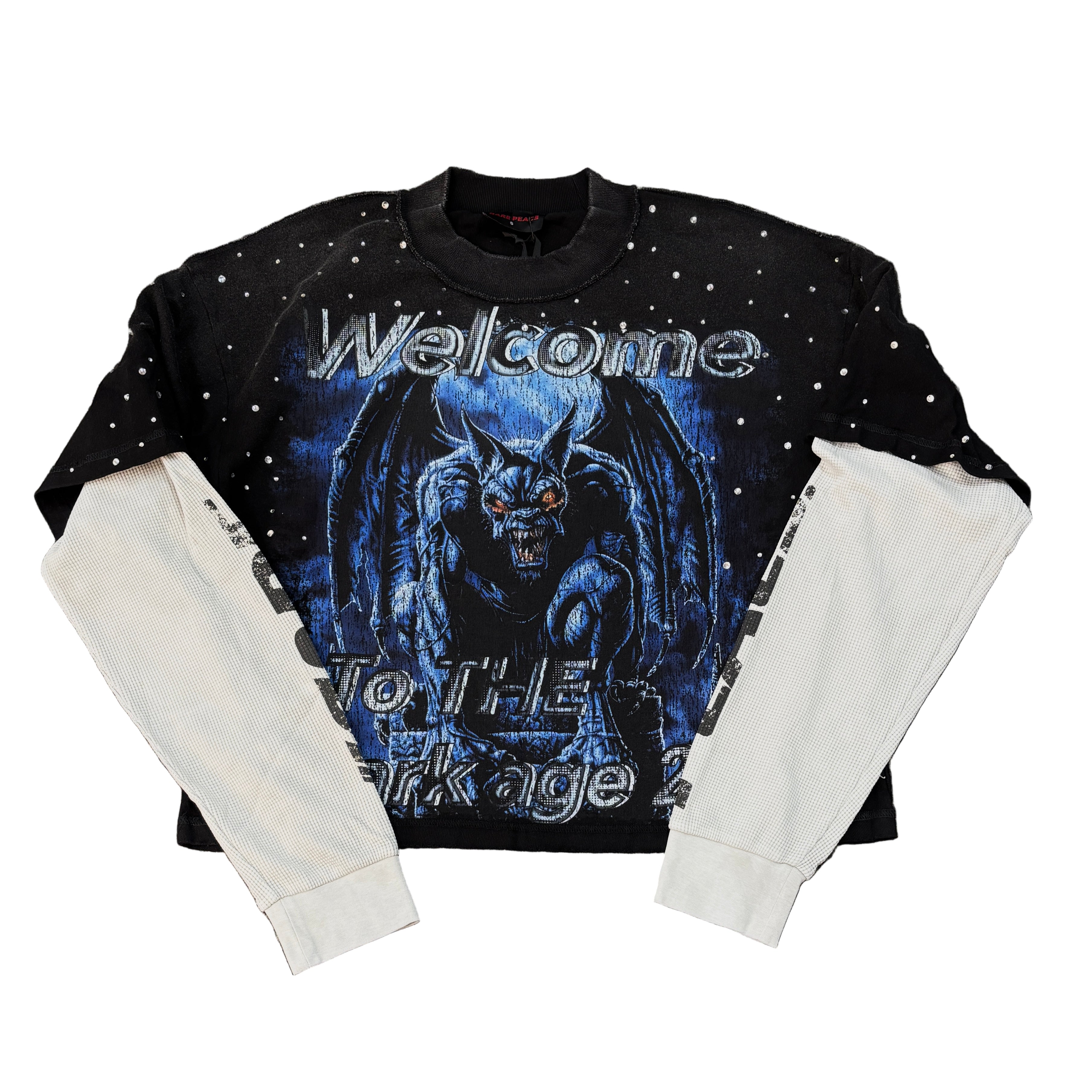 RARE PEACE To The Dark Age 2.0 Graphic Crop Long Sleeve T-shirt