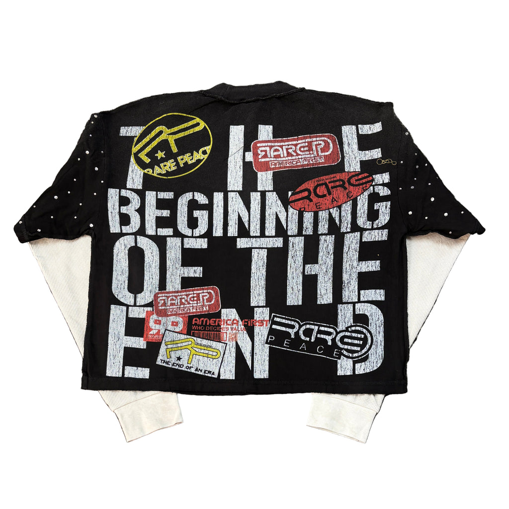 RARE PEACE To The Dark Age 2.0 Graphic Crop Long Sleeve T-shirt