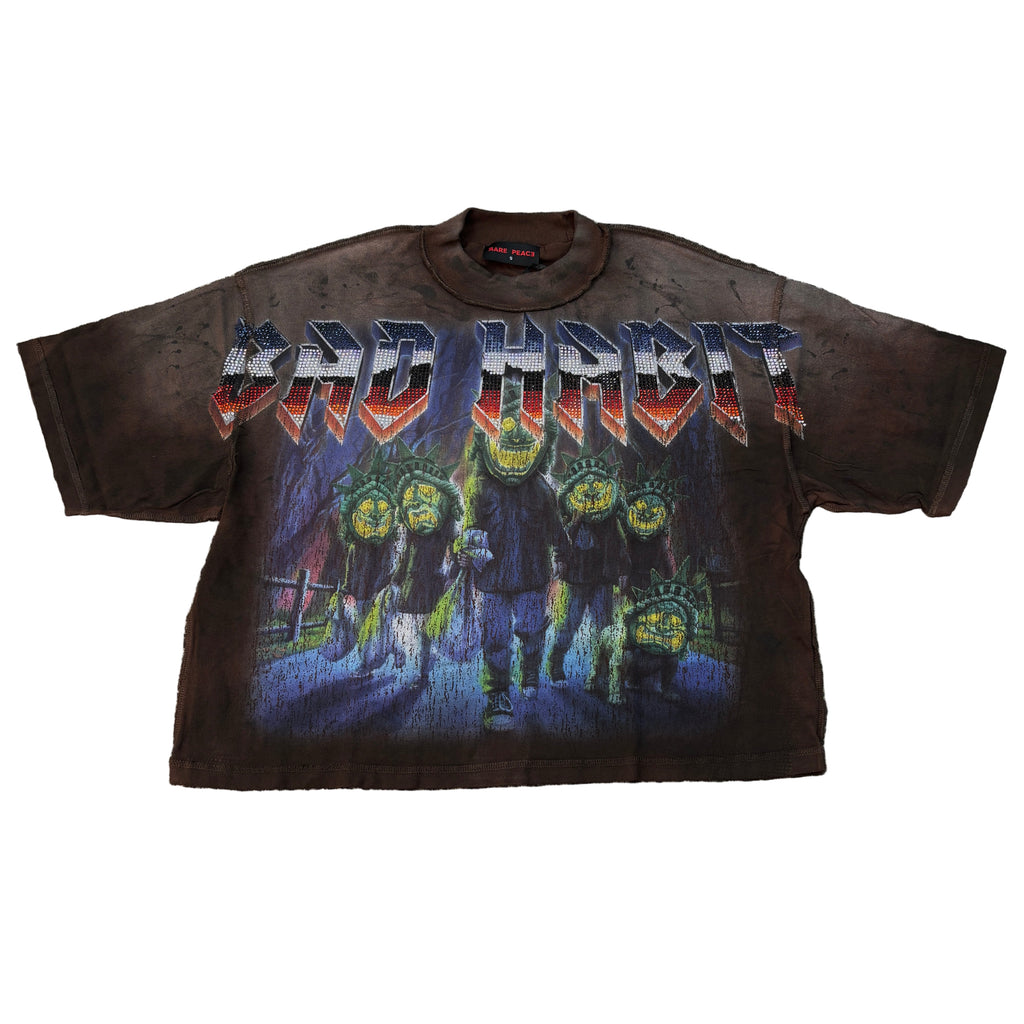RARE PEACE Bad Habit Graphic Crop T-shirt