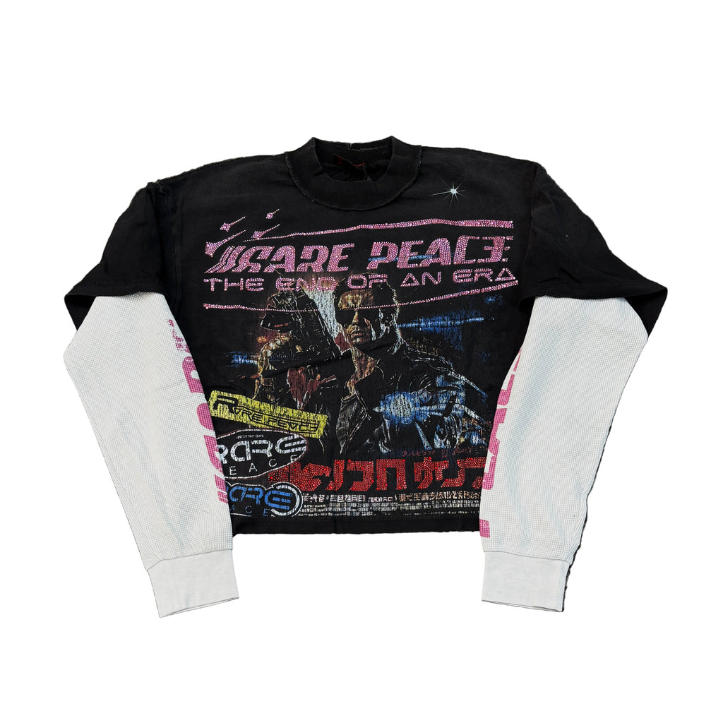 RARE PEACE Cypher Graphic Crop Long Sleeve T-shirt