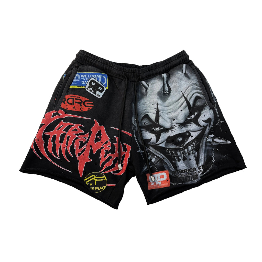 RARE PEACE Bad Clown Graphic Shorts