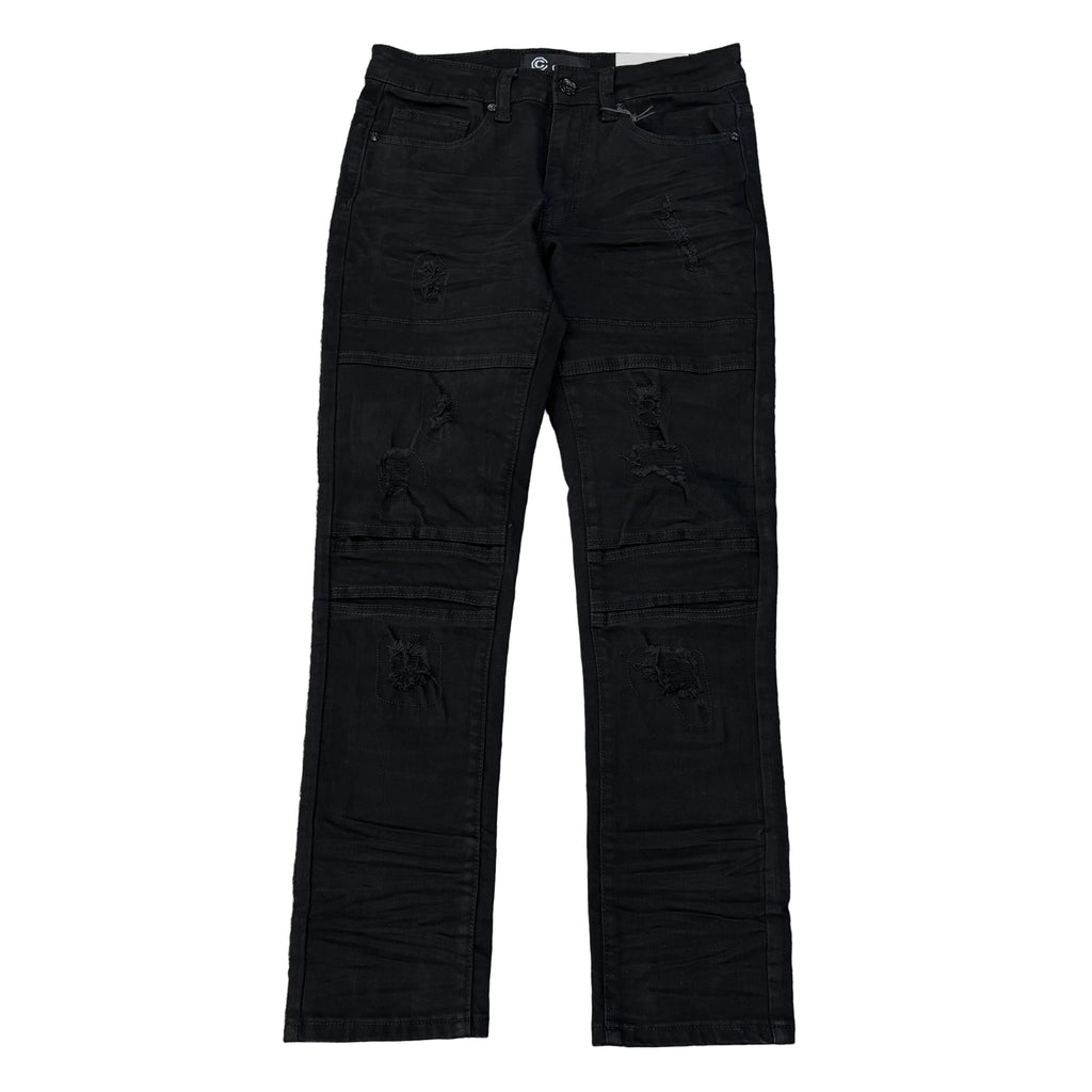 OCTAGON Slim Straight Fit Ripped Jeans