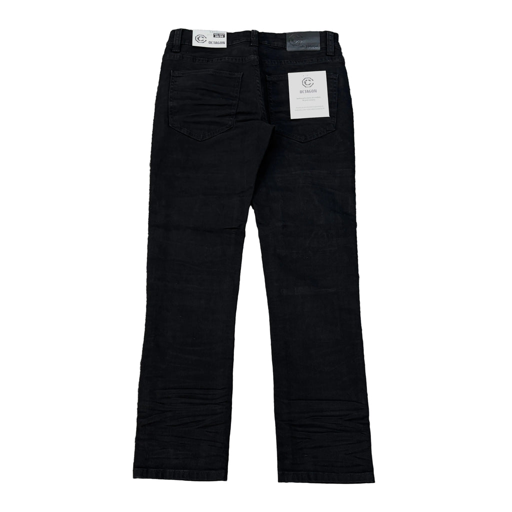OCTAGON Slim Straight Fit Ripped Jeans