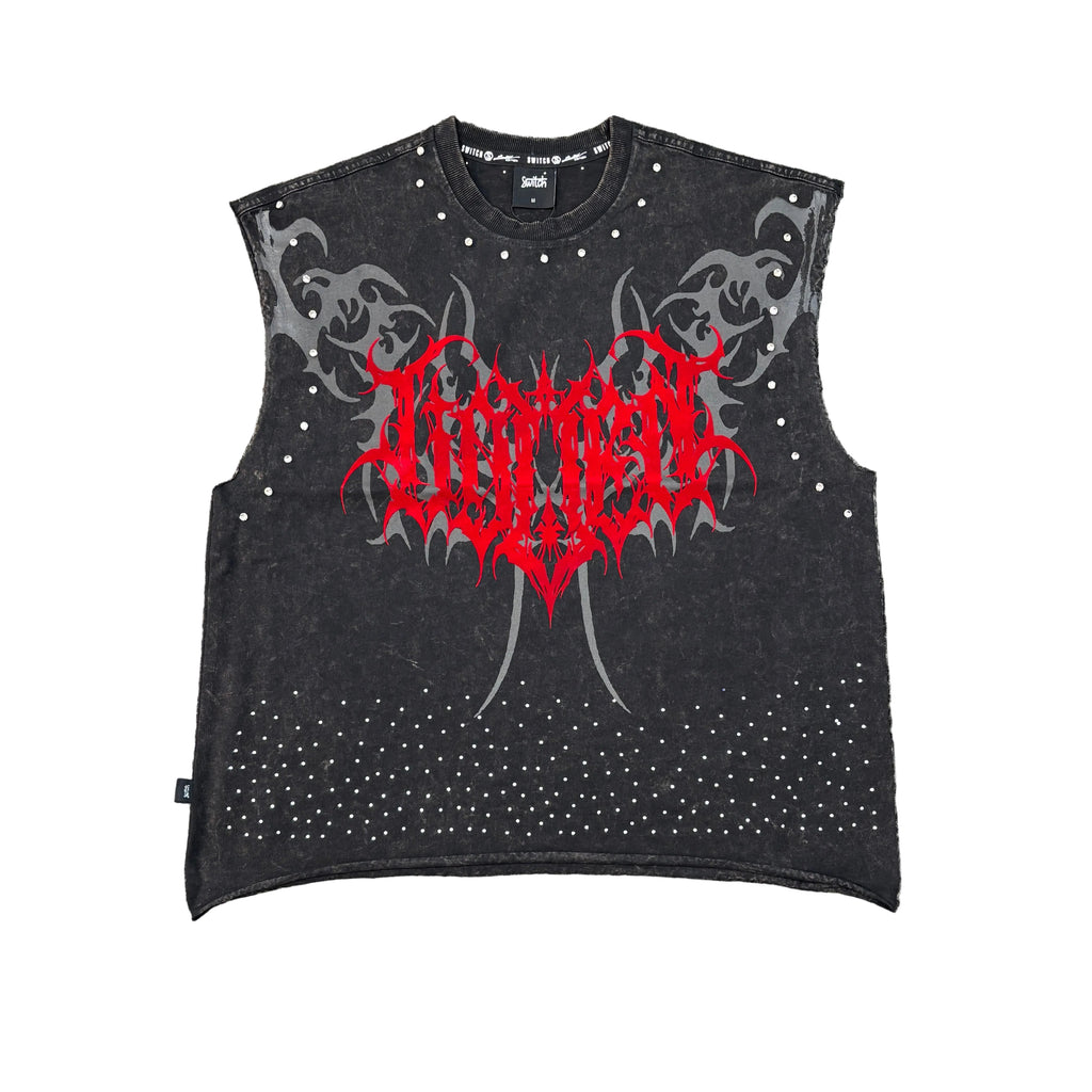 SWITCH Spiked Tribal Graphic Muscle Cropped Tee