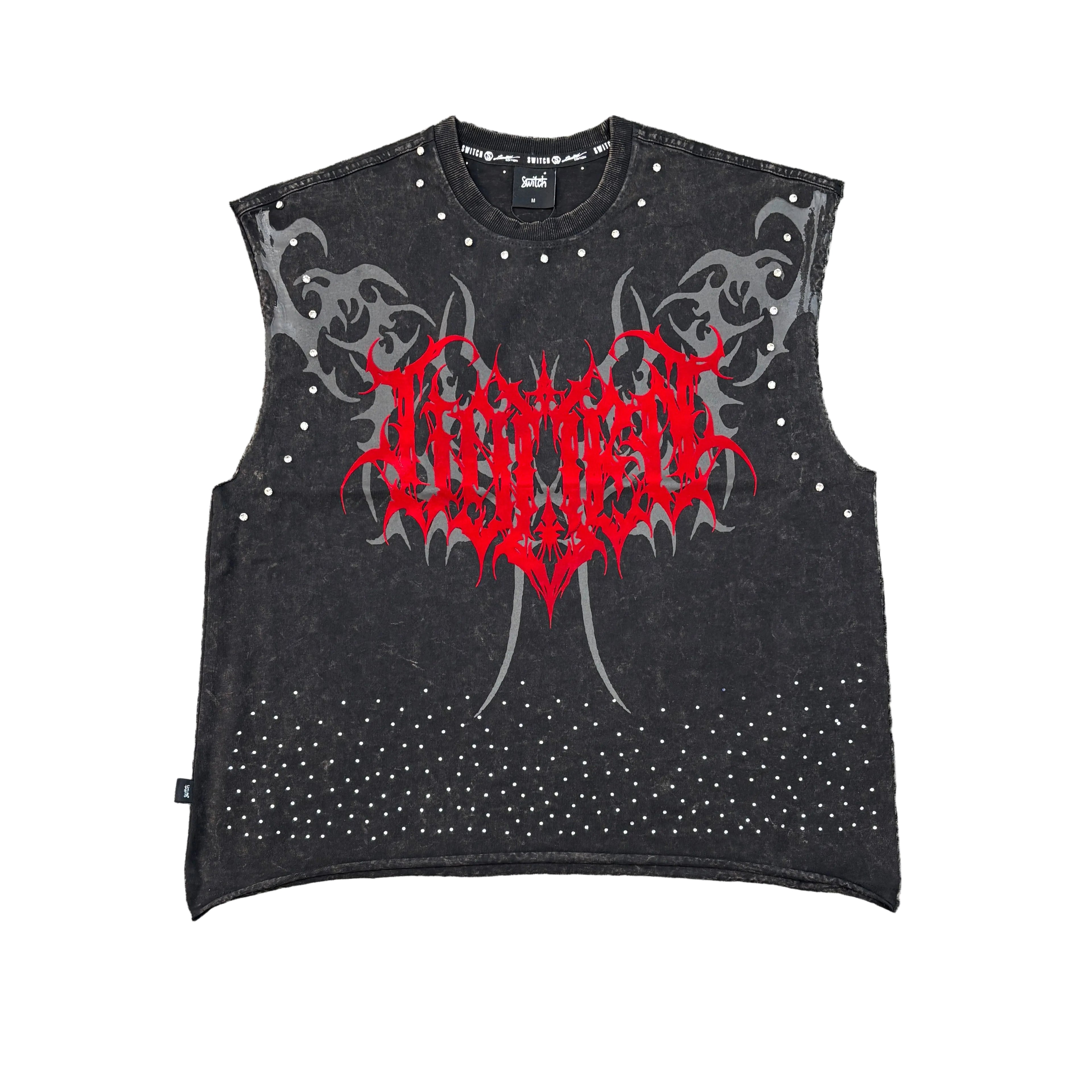 SWITCH Spiked Tribal Graphic Muscle Cropped Tee
