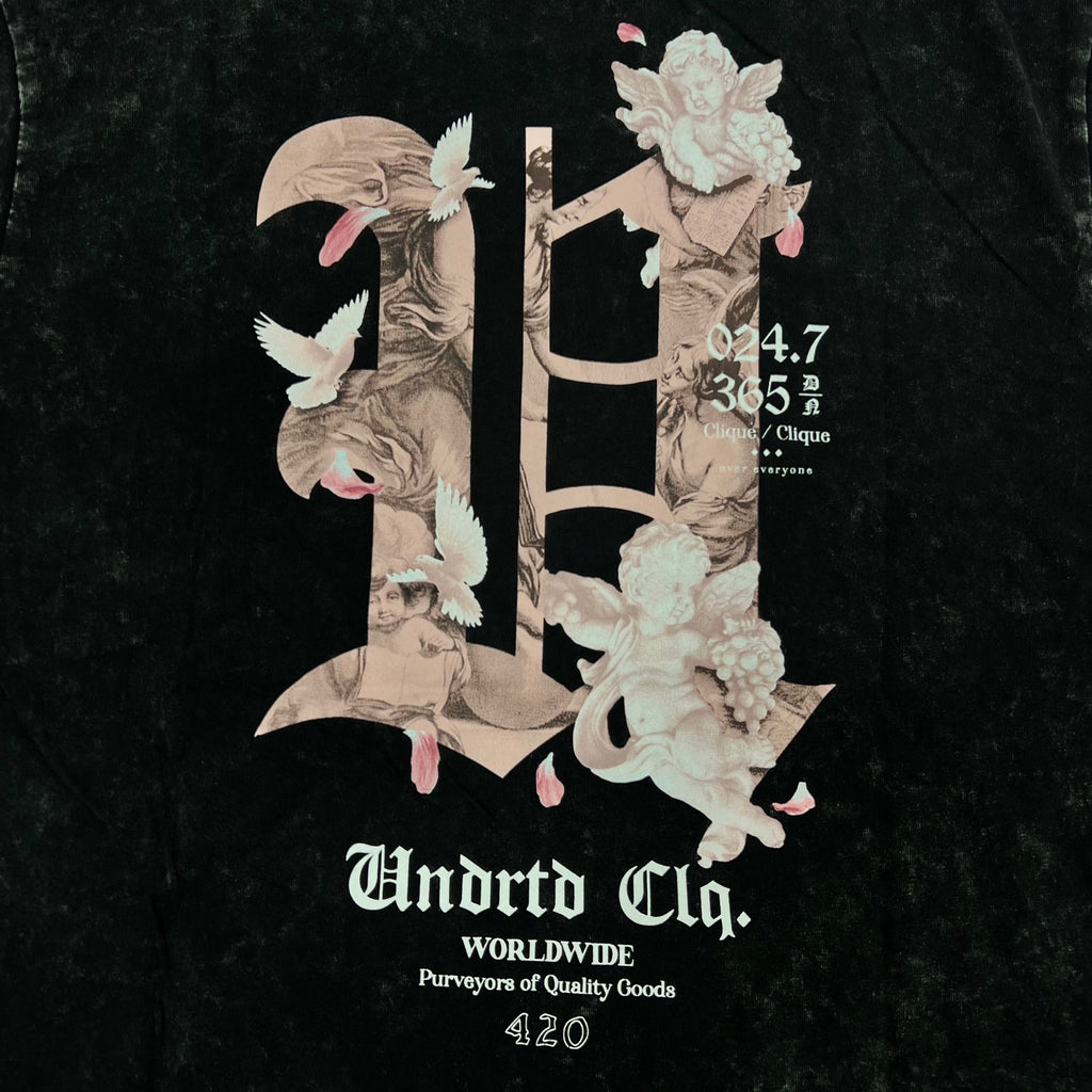 HIGHLY UNDRTD Washed Vintage Graphic T-Shirt - Black