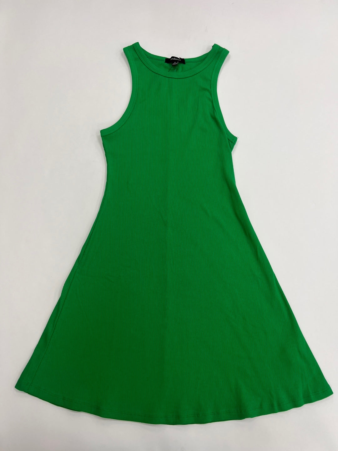 Casual Round Neck Cotton Swing Dress GREEN / M