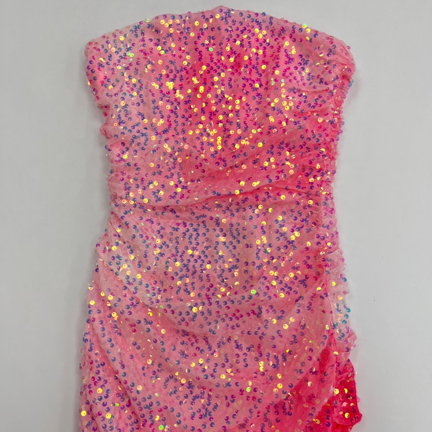 Tie Dye Sequin Embellised Strapless Mini Dress