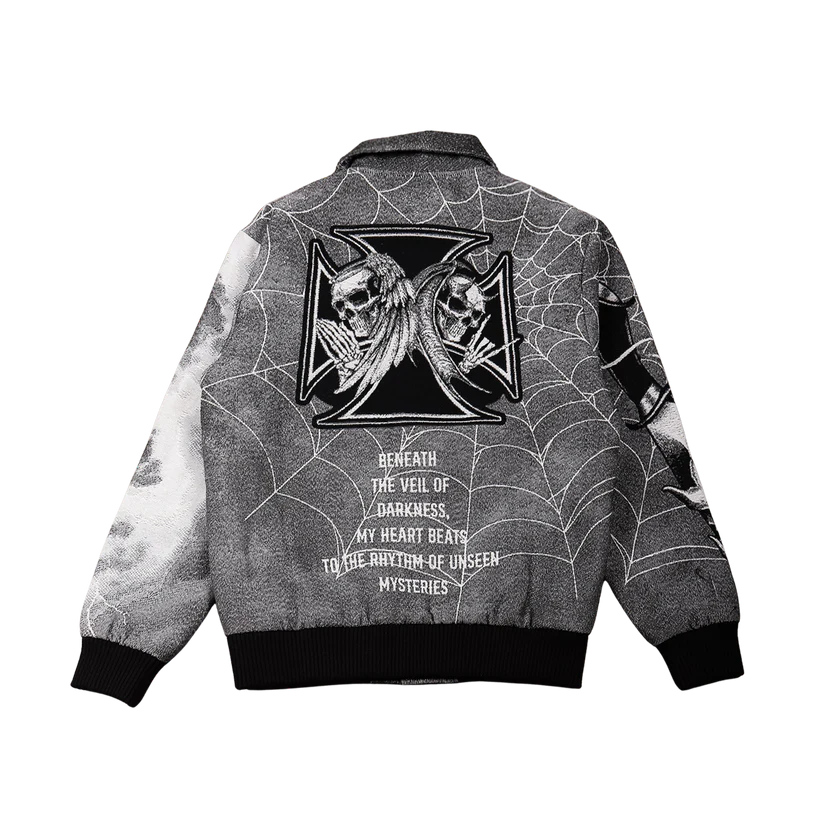 MAJESTIC Keep it Moving Tapestry Rhinestone Grey Jacket