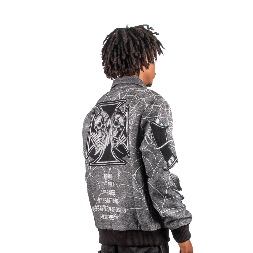 MAJESTIC Keep it Moving Tapestry Rhinestone Grey Jacket