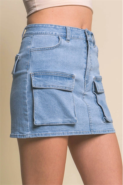 Mini Cargo Denim Skirt