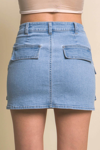 Mini Cargo Denim Skirt