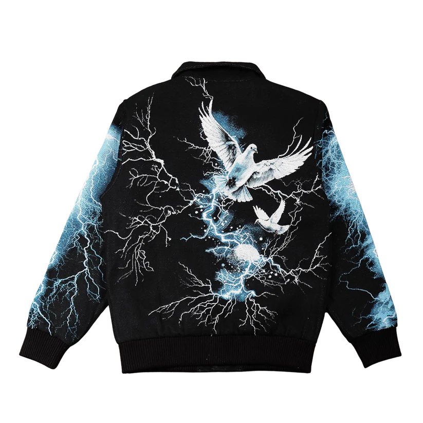 MAJESTIC No Way Out Tapestry and Leather Rhinestone Jacket