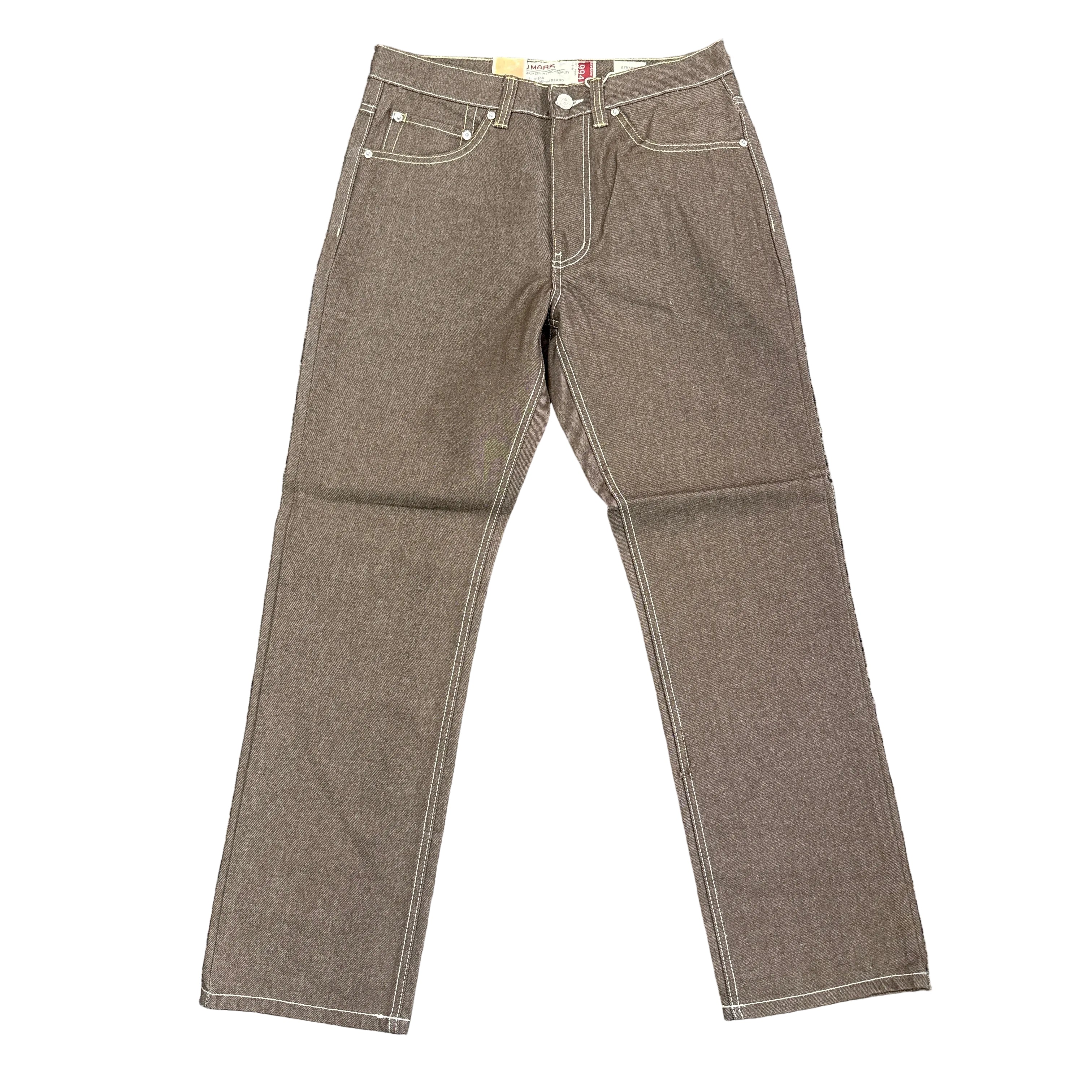 Denim Straight Fit Jeans - BROWN
