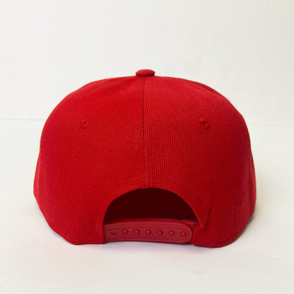 Plain Snapback 5 Panel Hat - Red