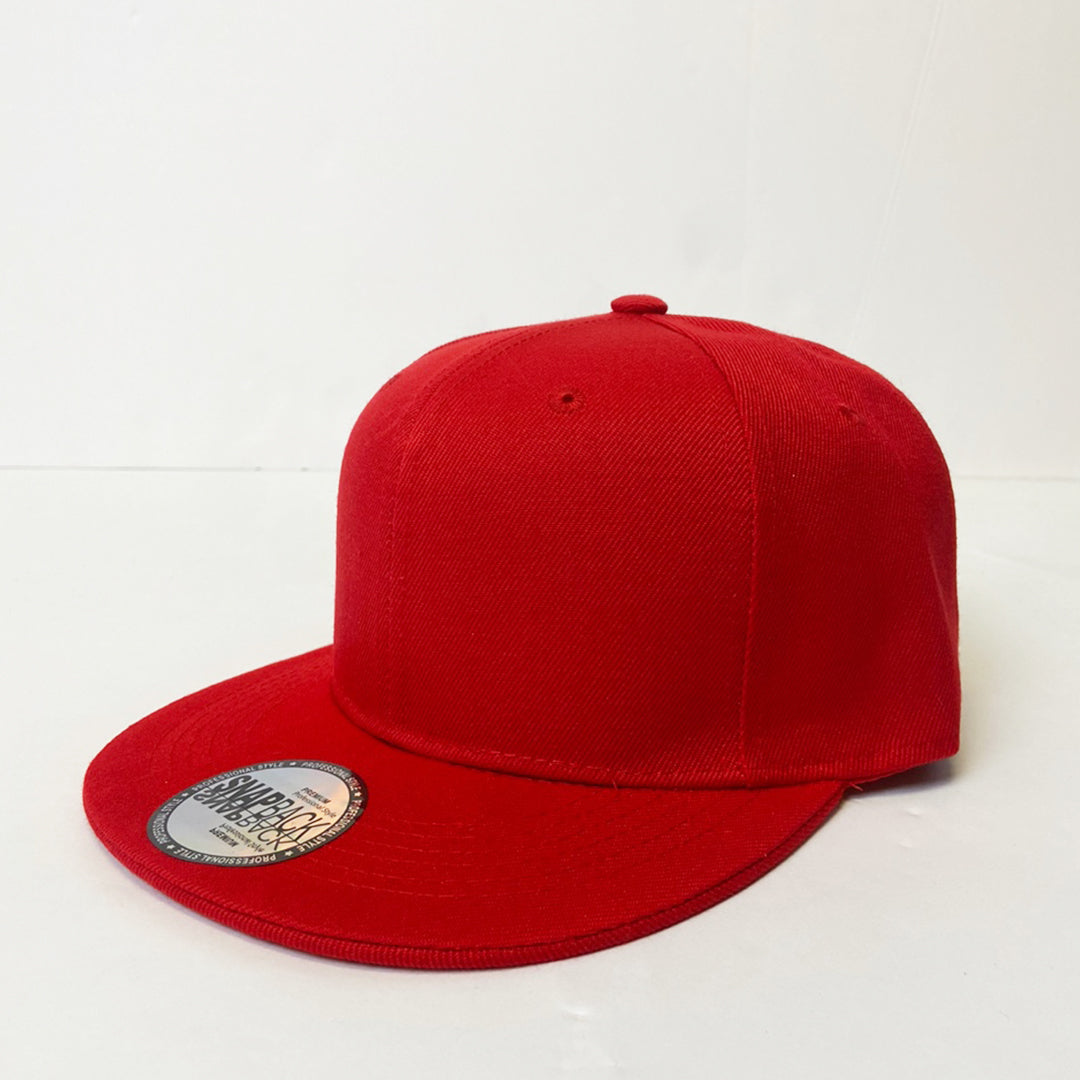 Plain Snapback 5 Panel Hat - Red