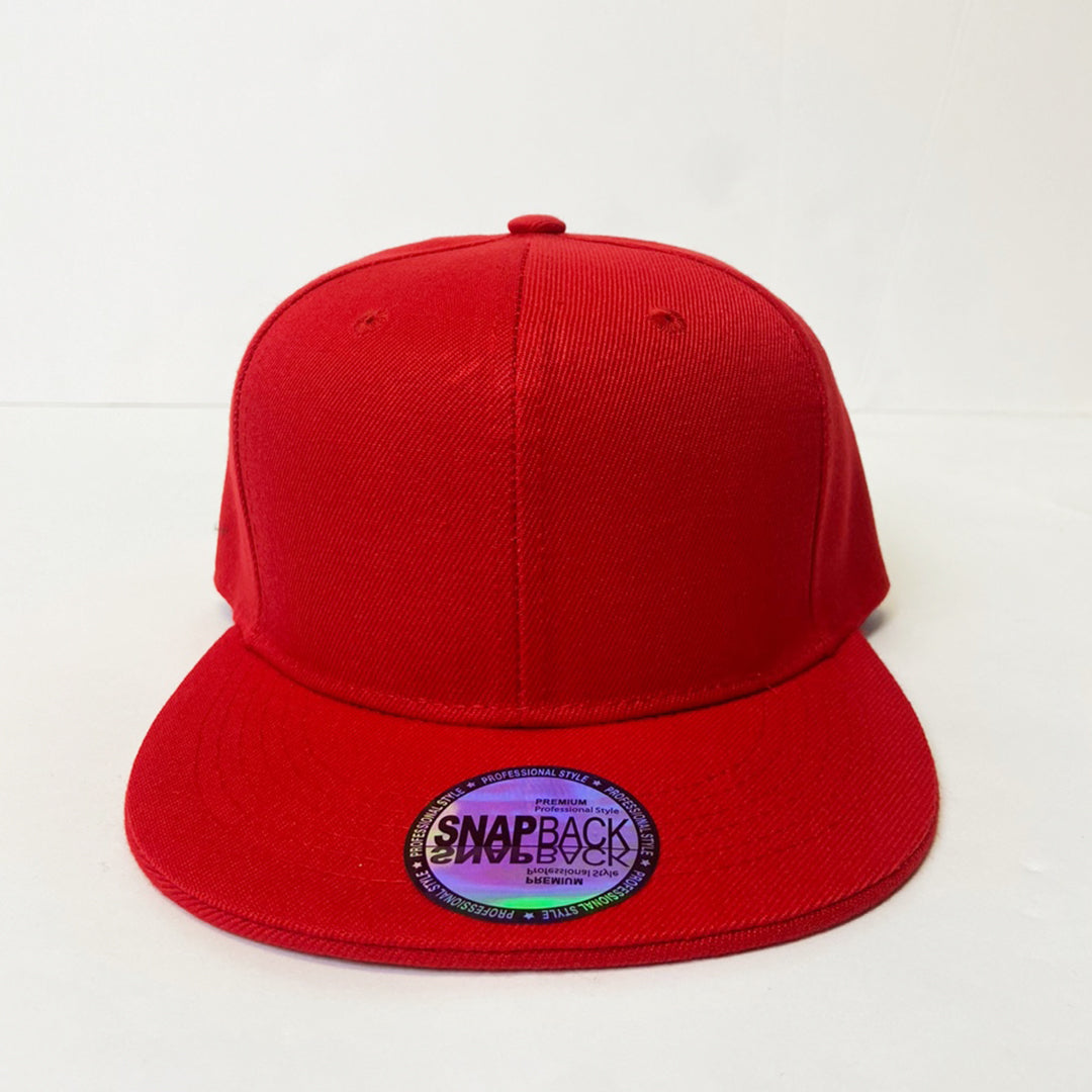Plain Snapback 5 Panel Hat - Red