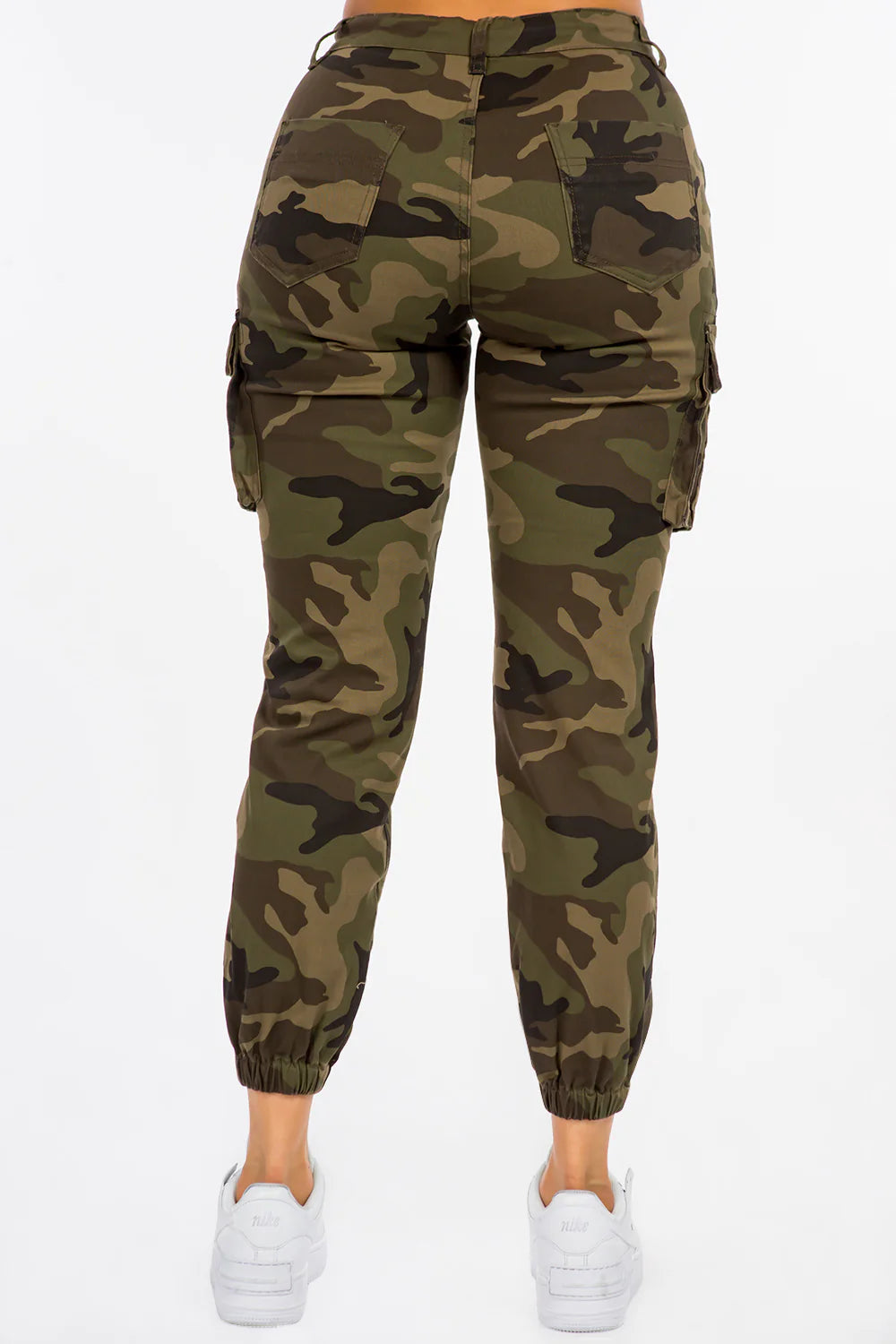 Women's Essential Basic Cropped Colored Cargo Joggers - Camo