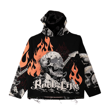 MAJESTIC Rock Life Tapestry Rhinestone Graphic Hoodie