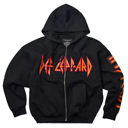 REASON Def Leppard Zip Graphic Print Hoodie K MOMO