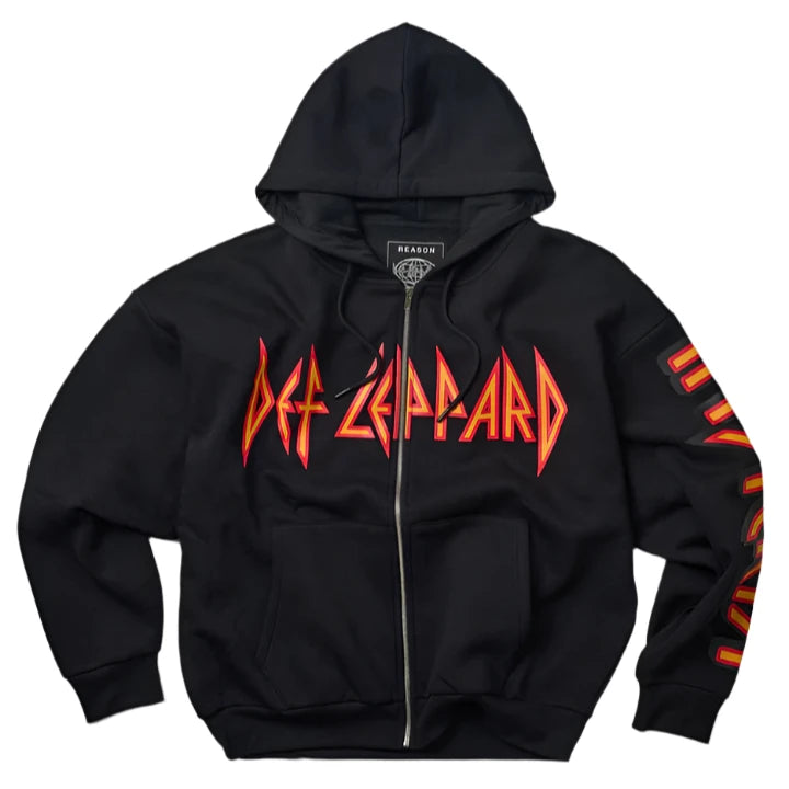 REASON Def Leppard Zip Graphic Print Hoodie