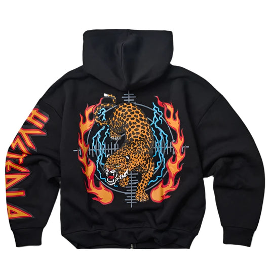 REASON Def Leppard Zip Graphic Print Hoodie