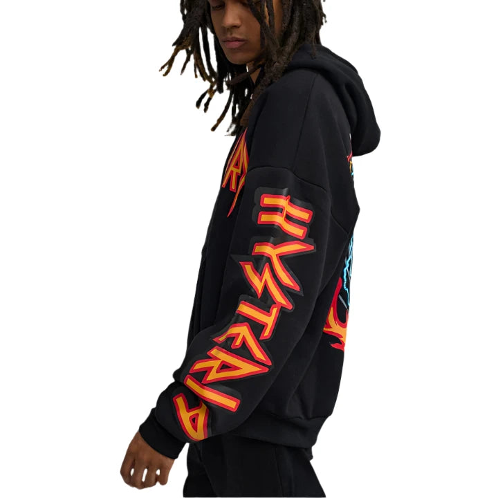 REASON Def Leppard Zip Graphic Print Hoodie