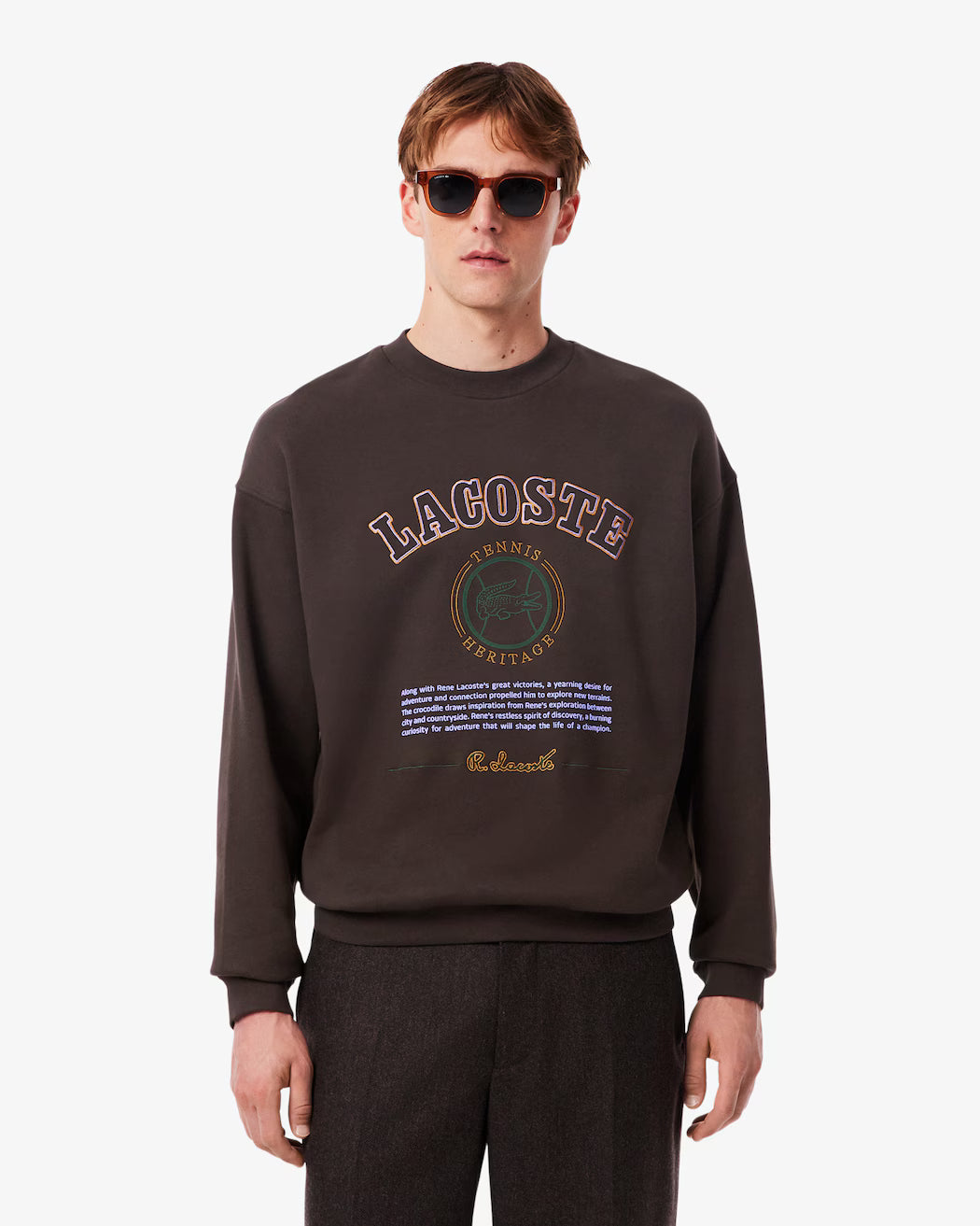 LACOSTE Men's Heritage Embroidery Fleece Sweatshirt