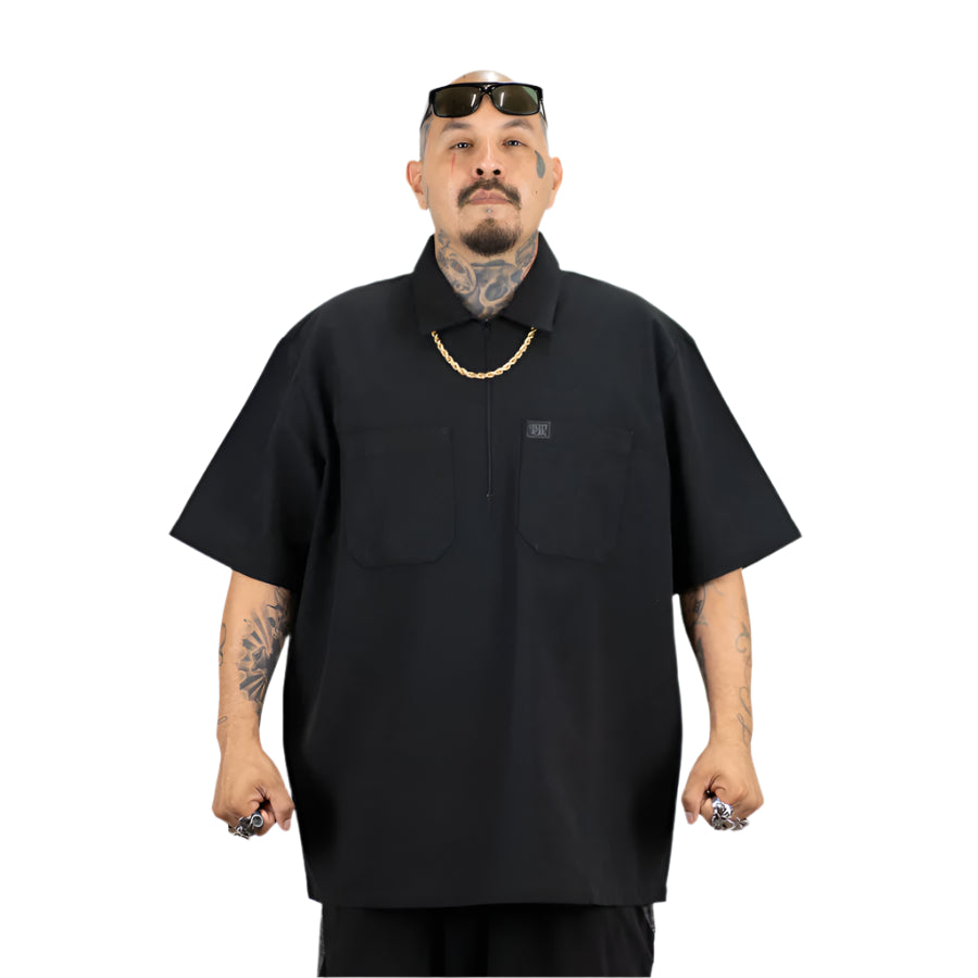 FB COUNTY Short Sleeve Checker Zip Shirt