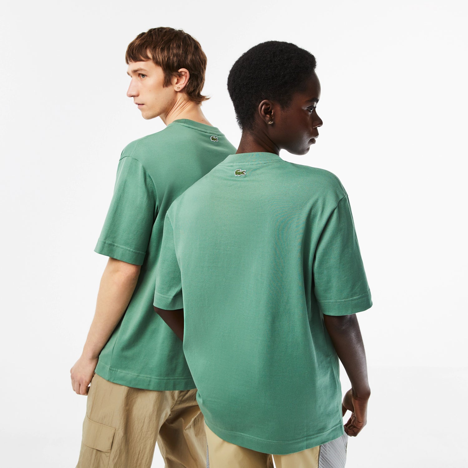 Lacoste t-shirt with large chest logo and croc in green