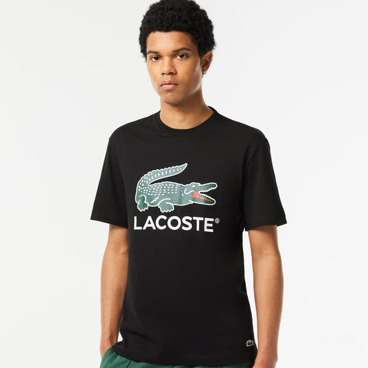 LACOSTE Men's Cotton Jersey Signature Print T-Shirt