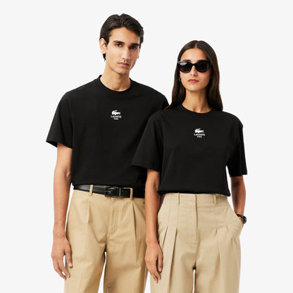 LACOSTE Unisex Signature Print Cotton T-Shirt