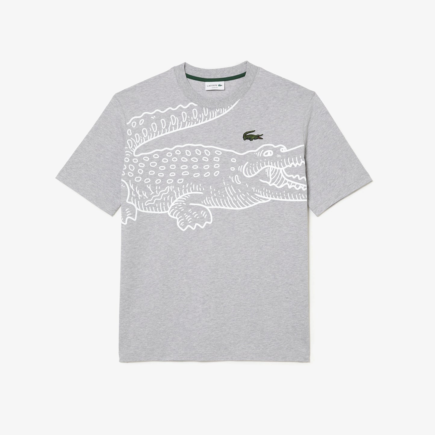 LACOSTE Men’s Crew Neck Loose Fit Crocodile Print T-Shirt