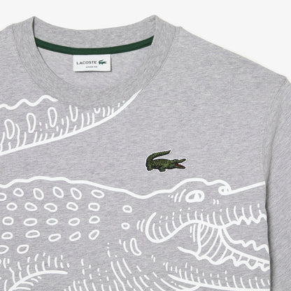 LACOSTE Men’s Crew Neck Loose Fit Crocodile Print T-Shirt