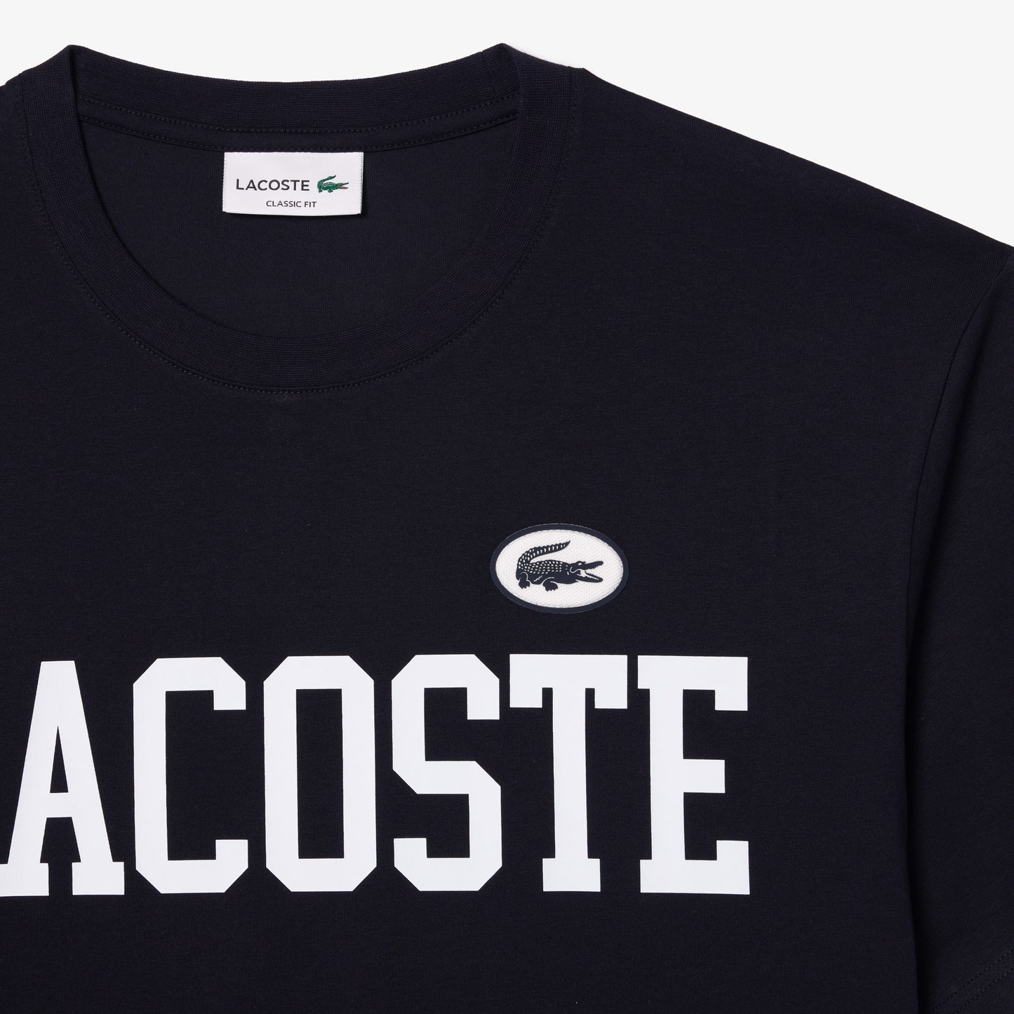 LACOSTE Men's Cotton Contrast Print & Badge T-shirt - Navy