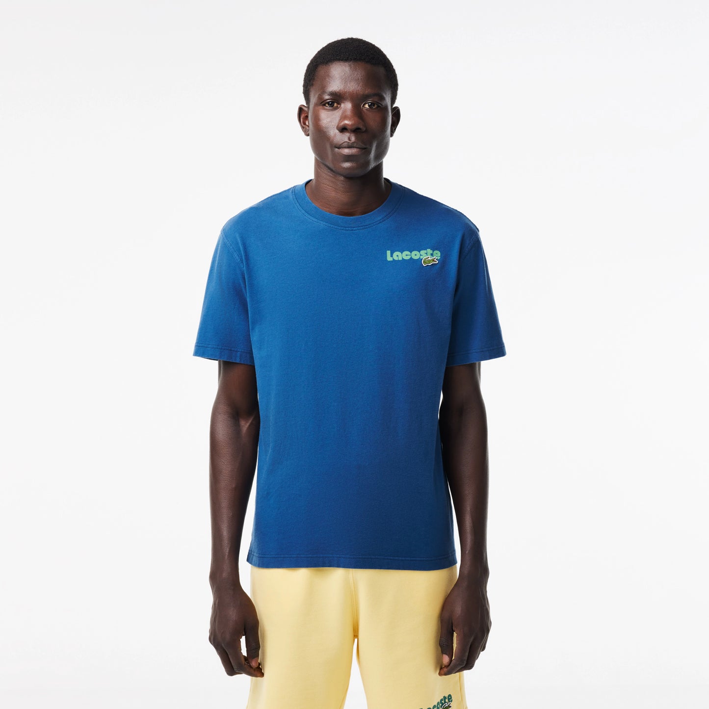 LACOSTE Men's Washed Effect T-shirt- Blue