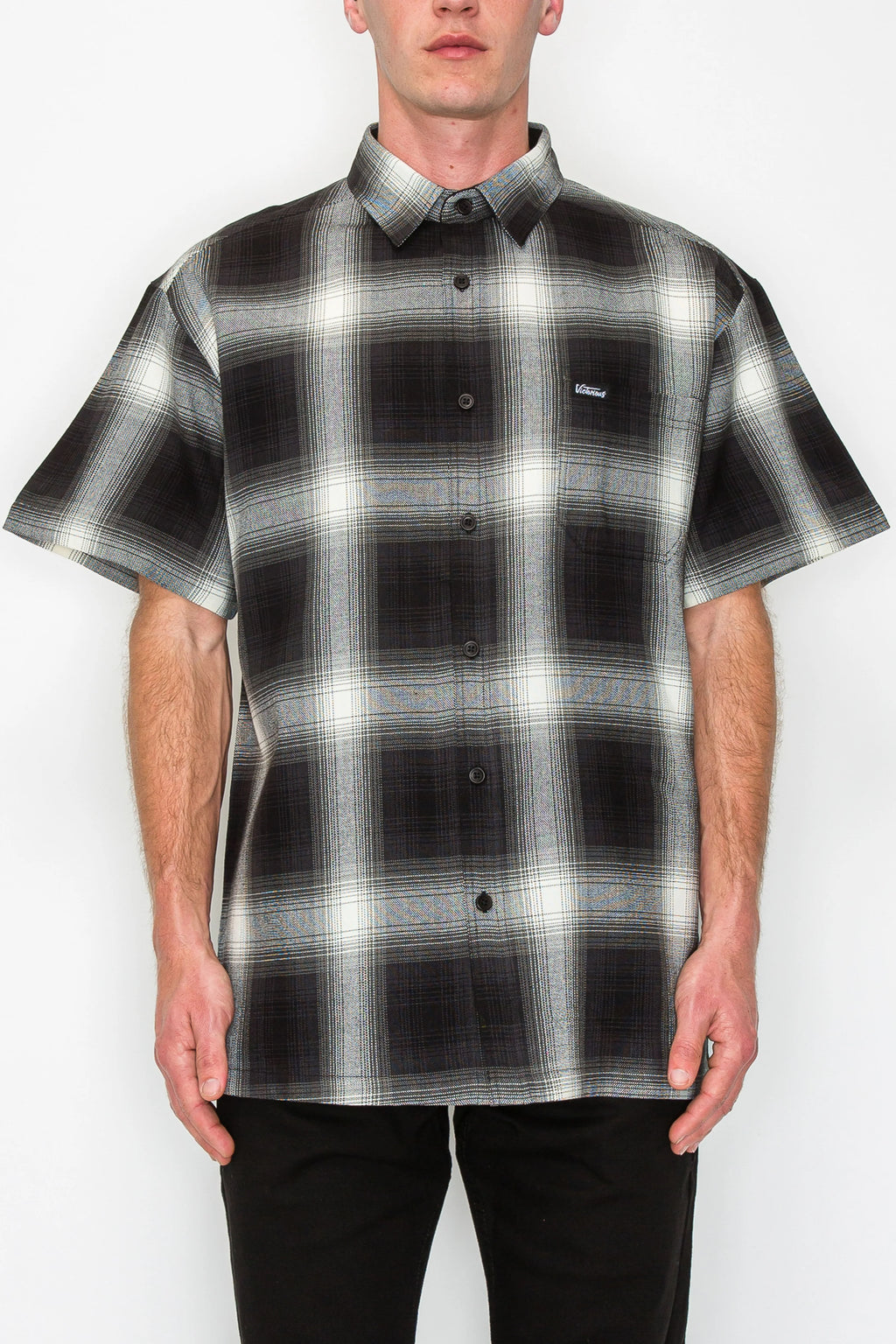 VICTORIOUS Woven Plaid Button Down S/S