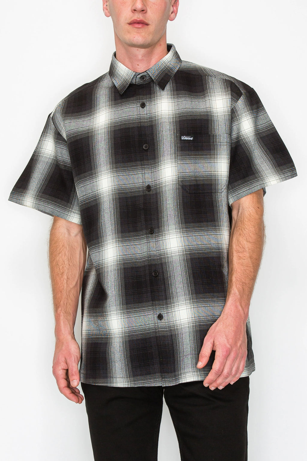VICTORIOUS Woven Plaid Button Down S/S