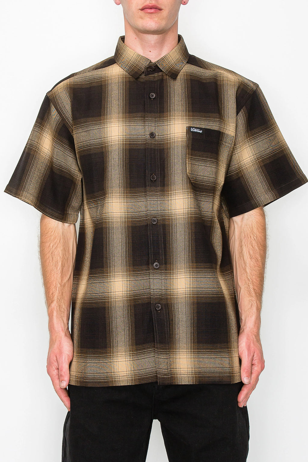 VICTORIOUS Woven Plaid Button Down S/S