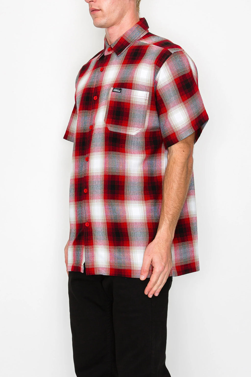 VICTORIOUS Woven Plaid Button Down S/S